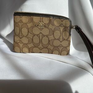 Coach Signature Brown Wristlet